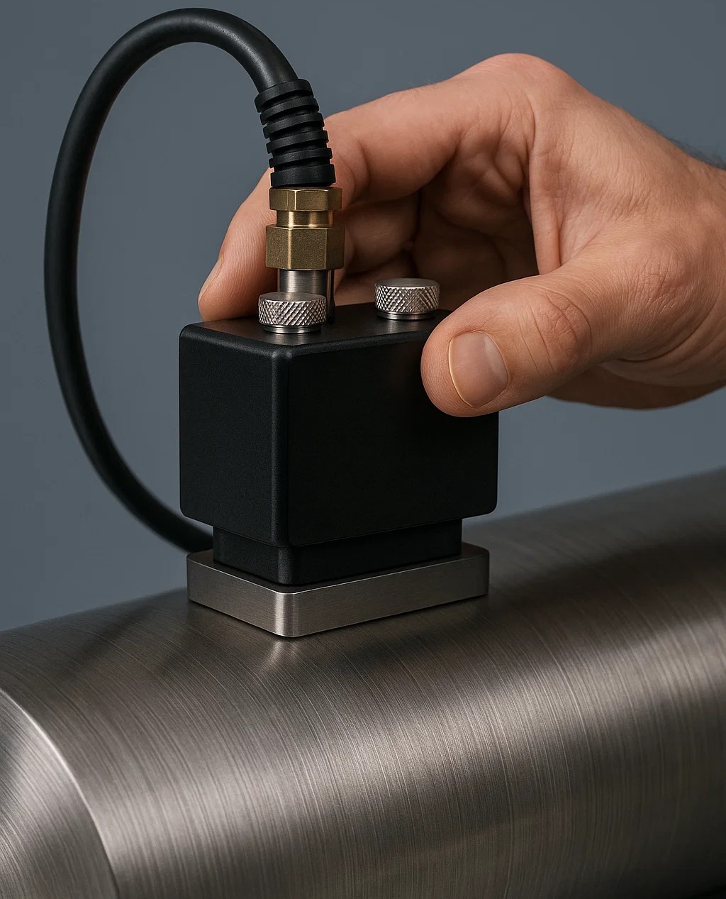 Sonde ultrasons sur tube en acier